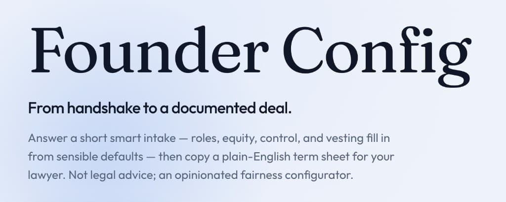 Founder Config Dashboard