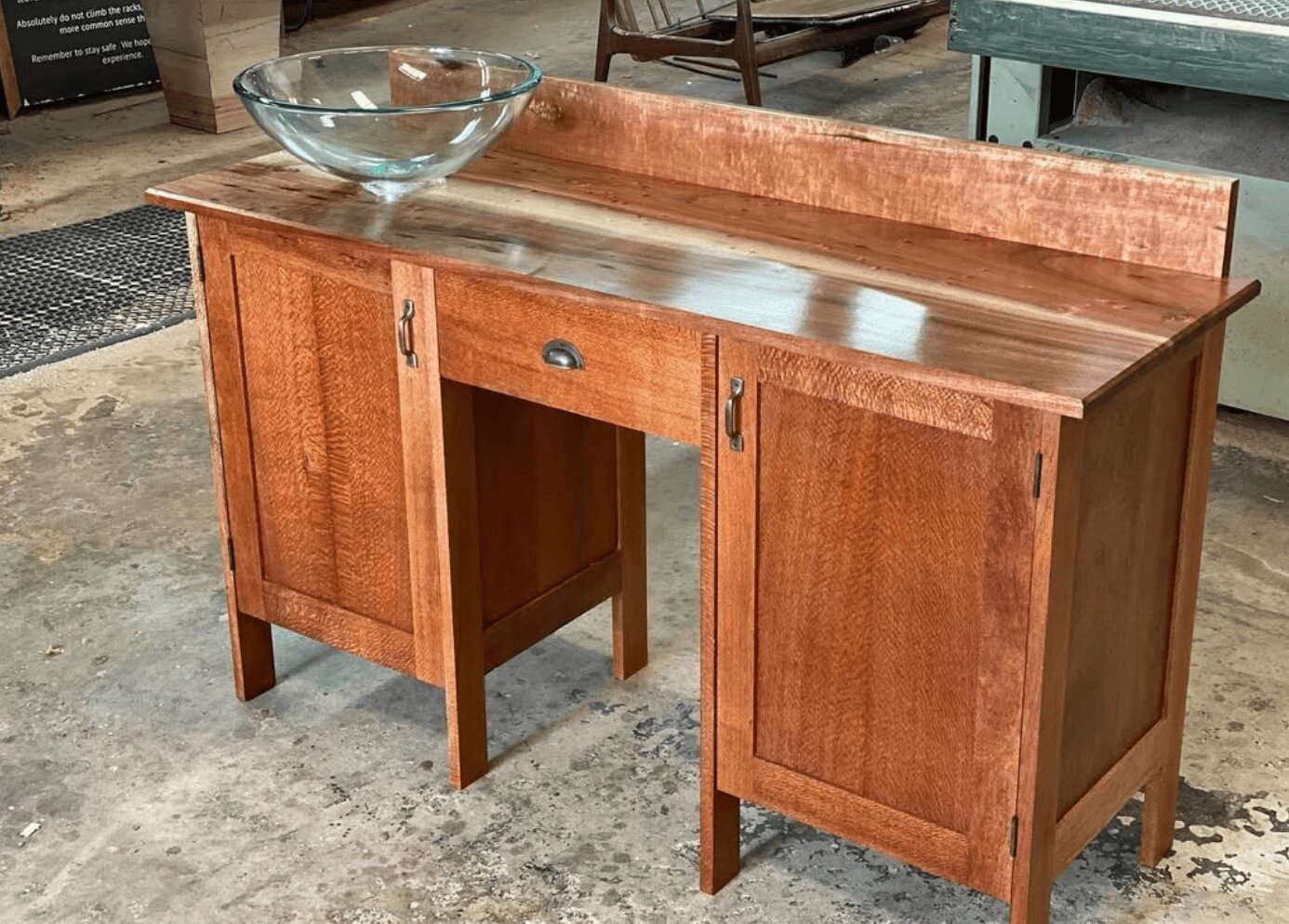 maple & silky oak bathroom cabinet